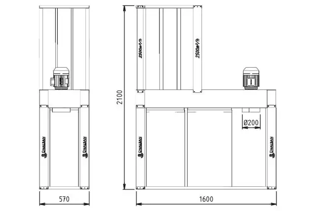 Аспирация Unalsan UNS 283 T 2500 м³/час 3