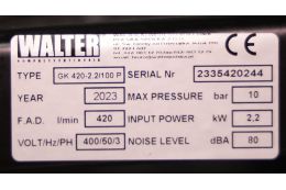 Компрессор поршневой WALTER GK 420-2,2/100 P