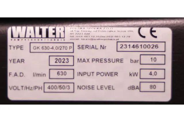 Компресор поршневий WALTER GK 630-4,0/270 P 4