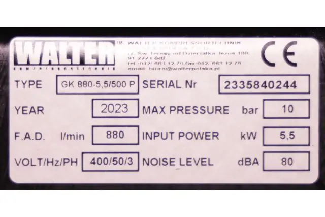 Компрессор поршневой WALTER GK 880-5,5/500 P 5