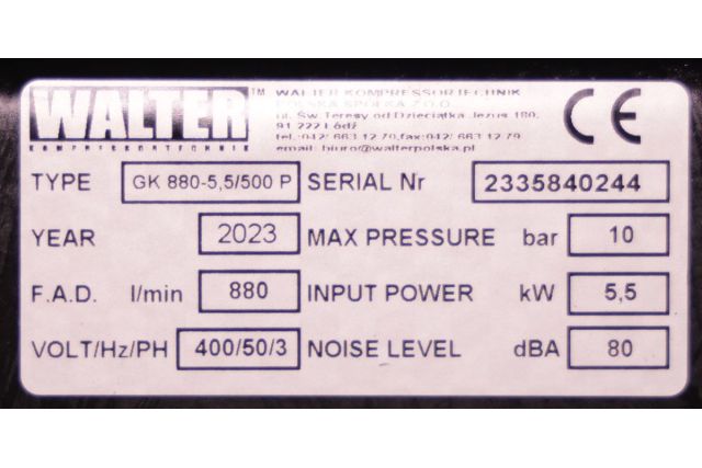 Компресор поршневий WALTER GK 880-5,5/500 P
