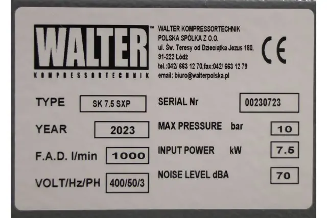 Гвинтовий компресор з ремінним приводом WALTER SK 7,5 SXP 5