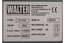 Винтовой компрессор с ременным приводом WALTER SK 7,5 SXP