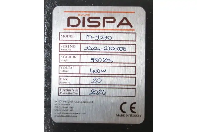 Полуавтоматическая ленточная пила DISPA MAKINA M-Y 270 17