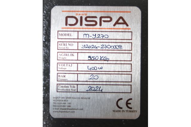 Напівавтоматична стрічкова пилка DISPA MAKINA...