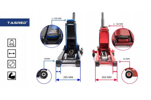 Двопоршневий низькопрофільний домкрат TAGRED TA288