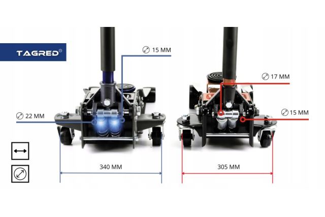 Двопоршневий низькопрофільний домкрат TAGRED TA287