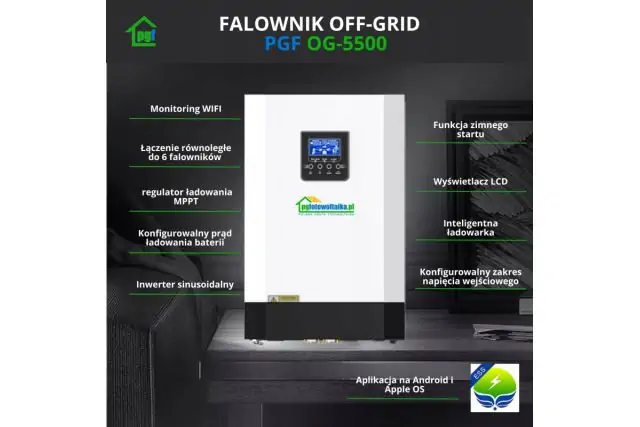 Сонячний фотоелектричний інвертор OFF-GRID PGF OG-5500 MPPT 5.5KW + WiFi + акумулятор Bass Polska AGM BP-5976 (х4) 12