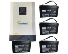 Солнечный фотоэлектрический инвертор OFF-GRID PGF OG-5500 MPPT 5.5KW + WiFi + аккумулятор Bass Polska AGM BP-5976 (х4)