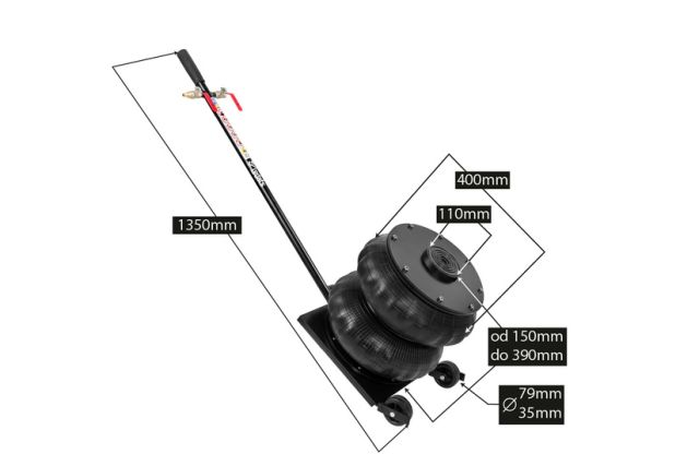 Пневматический домкрат 8 т REDATS + крепление 3 см