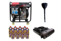 Дизельний генератор MAST GROUP YH11000AE + газова плитка Orcamp CK-505 + картридж газовий Pegas 400 мл (8 шт.)