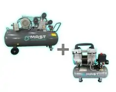 Поршневой компрессор MAST TA90/300L 400V + безмасляный поршневой компрессор Mast MOF1390/1100-9L