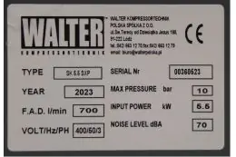 Гвинтовий компресор з ремінним приводом WALTER SK 5,5 SXP 9